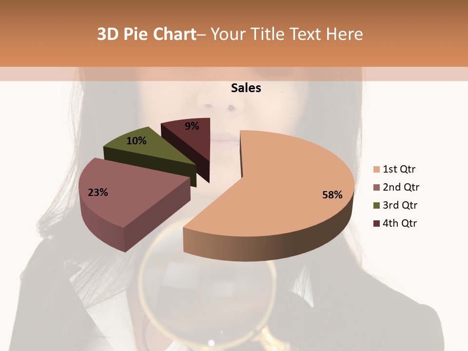 A Woman Looking Through A Magnifying Glass PowerPoint Template
