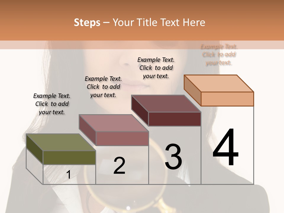 A Woman Looking Through A Magnifying Glass PowerPoint Template