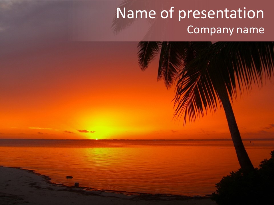 Ocean Scape Colorful Sunset Sunset PowerPoint Template