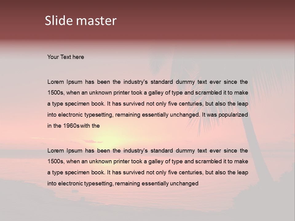 Ocean Scape Colorful Sunset Sunset PowerPoint Template