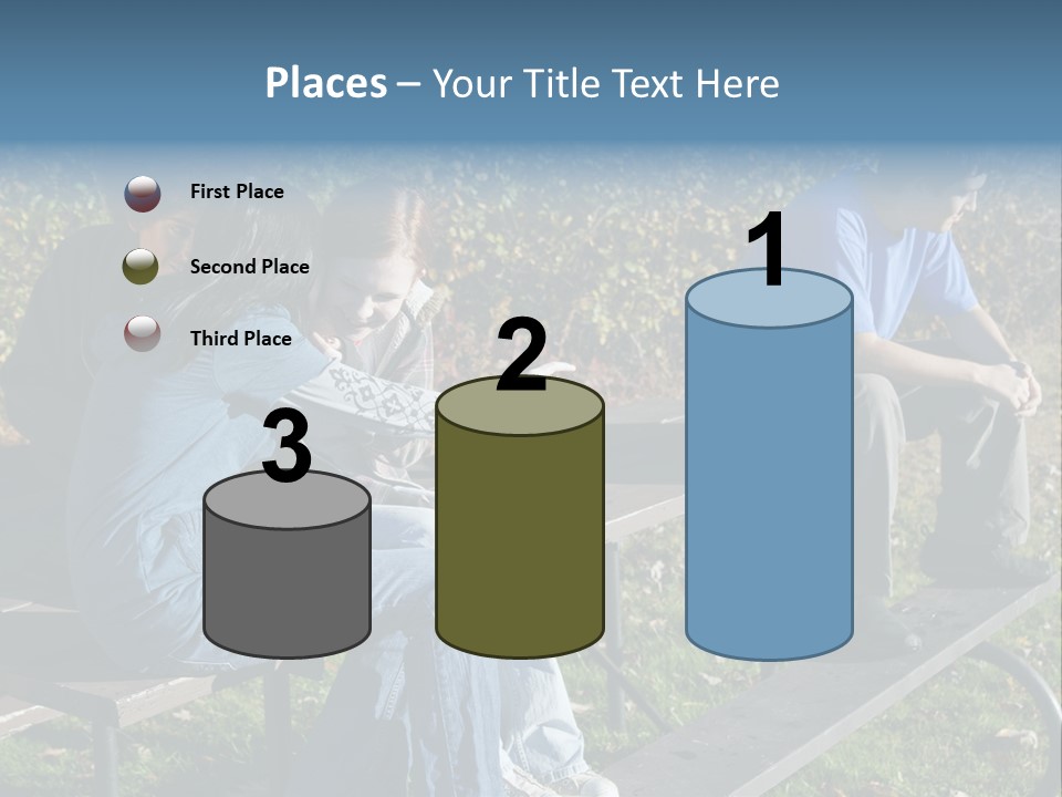 A Group Of People Sitting On Top Of A Wooden Bench PowerPoint Template