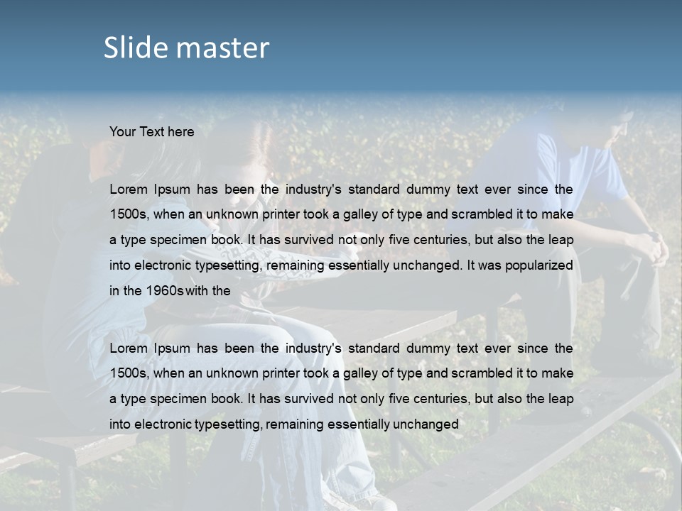 A Group Of People Sitting On Top Of A Wooden Bench PowerPoint Template