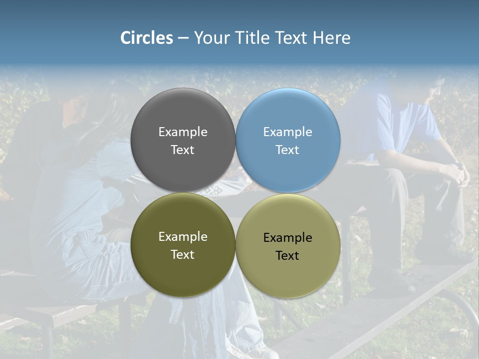 A Group Of People Sitting On Top Of A Wooden Bench PowerPoint Template