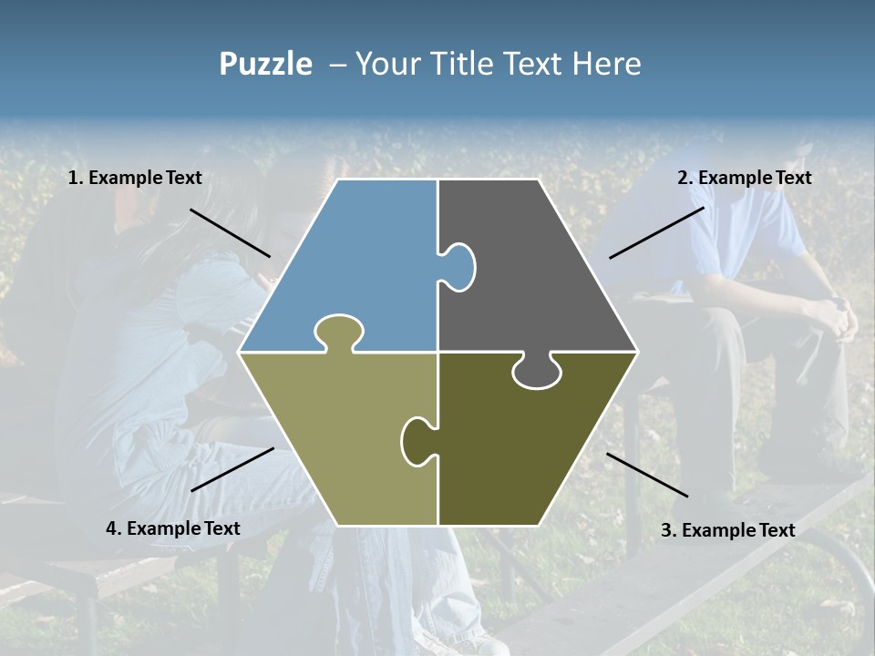 A Group Of People Sitting On Top Of A Wooden Bench PowerPoint Template