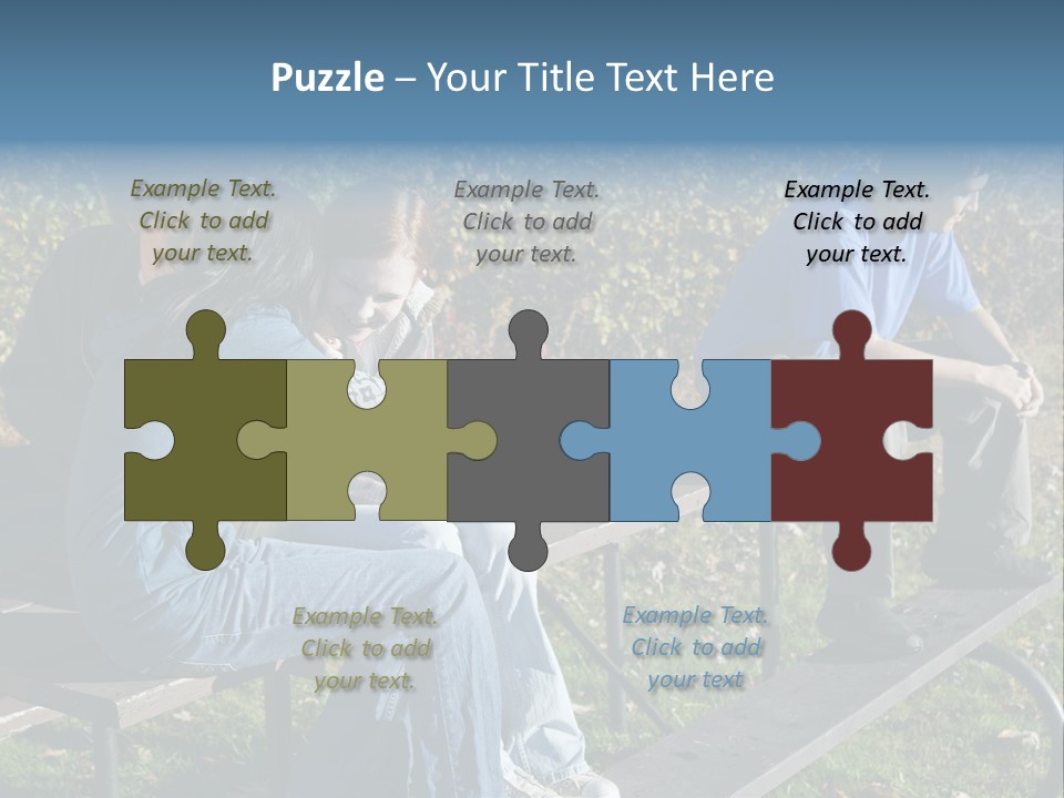 A Group Of People Sitting On Top Of A Wooden Bench PowerPoint Template