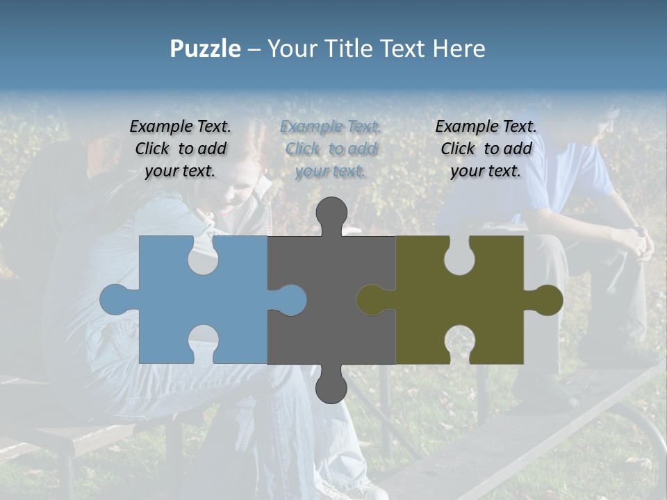 A Group Of People Sitting On Top Of A Wooden Bench PowerPoint Template