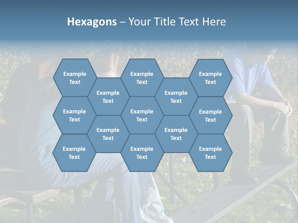 A Group Of People Sitting On Top Of A Wooden Bench PowerPoint Template