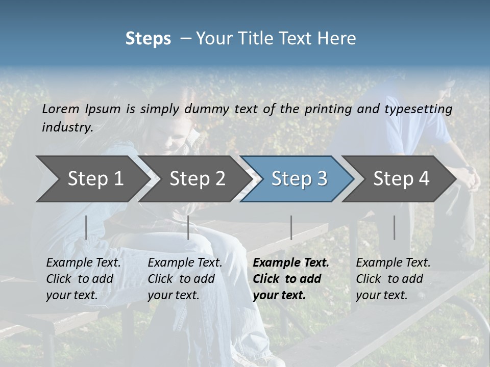 A Group Of People Sitting On Top Of A Wooden Bench PowerPoint Template