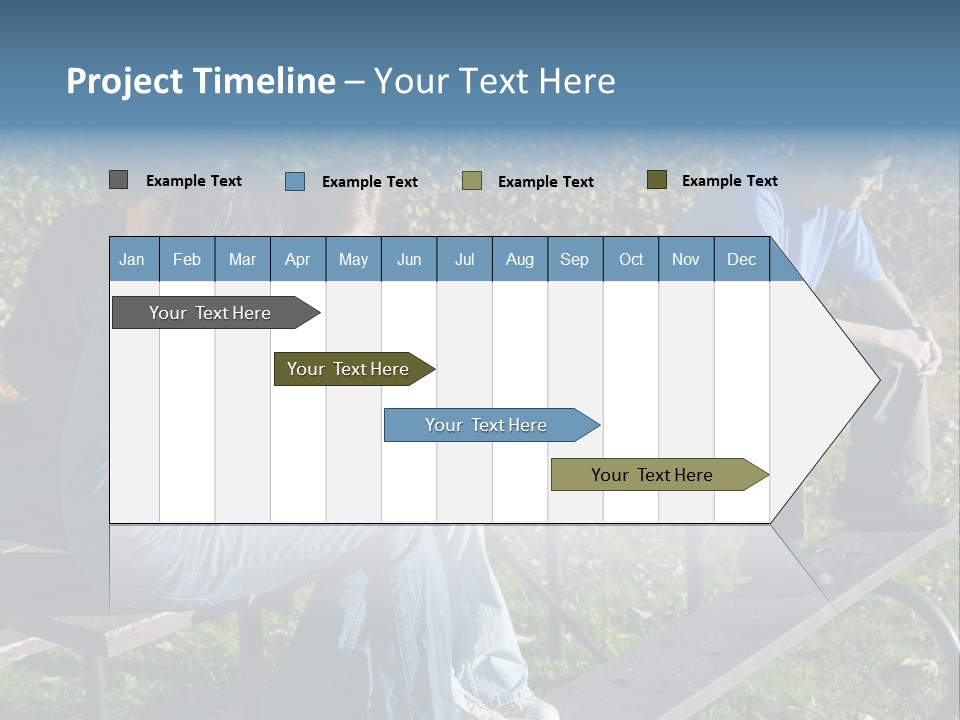 A Group Of People Sitting On Top Of A Wooden Bench PowerPoint Template