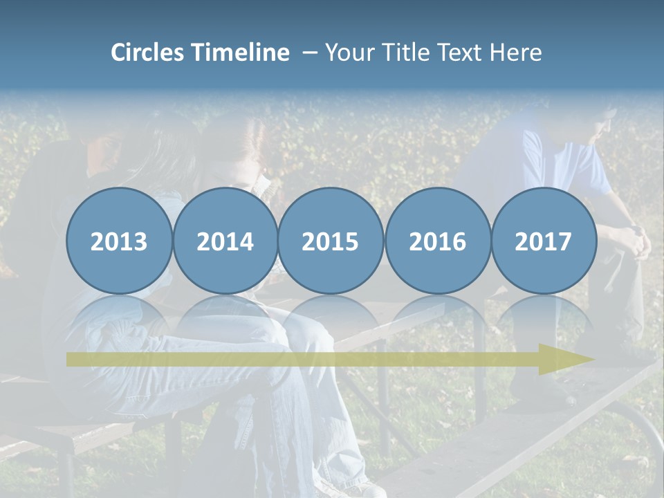 A Group Of People Sitting On Top Of A Wooden Bench PowerPoint Template