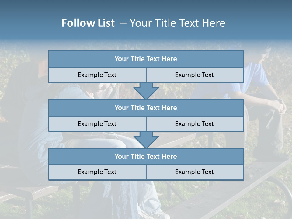 A Group Of People Sitting On Top Of A Wooden Bench PowerPoint Template