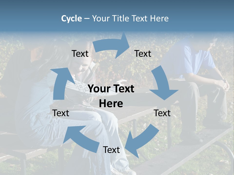 A Group Of People Sitting On Top Of A Wooden Bench PowerPoint Template