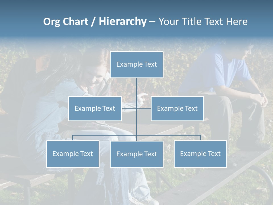 A Group Of People Sitting On Top Of A Wooden Bench PowerPoint Template
