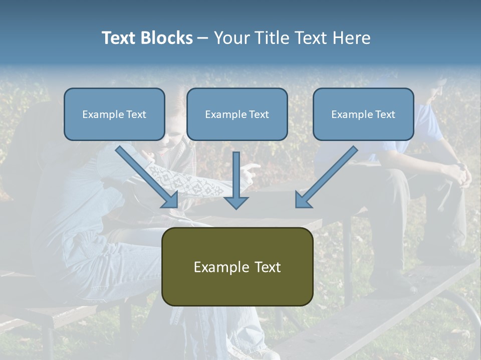 A Group Of People Sitting On Top Of A Wooden Bench PowerPoint Template