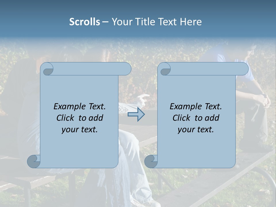 A Group Of People Sitting On Top Of A Wooden Bench PowerPoint Template