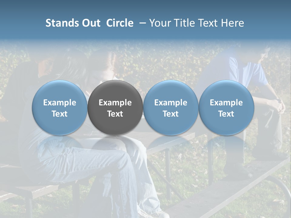 A Group Of People Sitting On Top Of A Wooden Bench PowerPoint Template