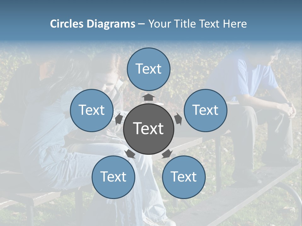 A Group Of People Sitting On Top Of A Wooden Bench PowerPoint Template