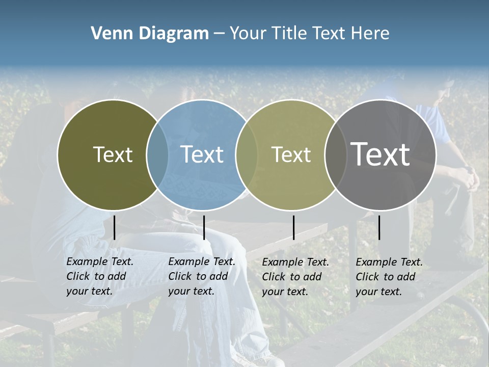 A Group Of People Sitting On Top Of A Wooden Bench PowerPoint Template