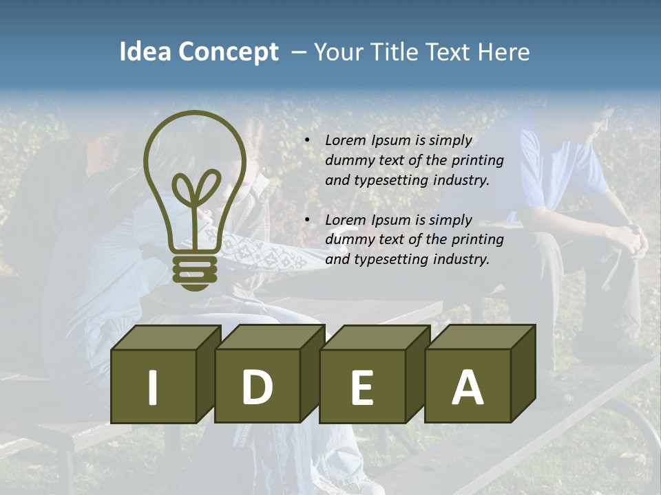 A Group Of People Sitting On Top Of A Wooden Bench PowerPoint Template