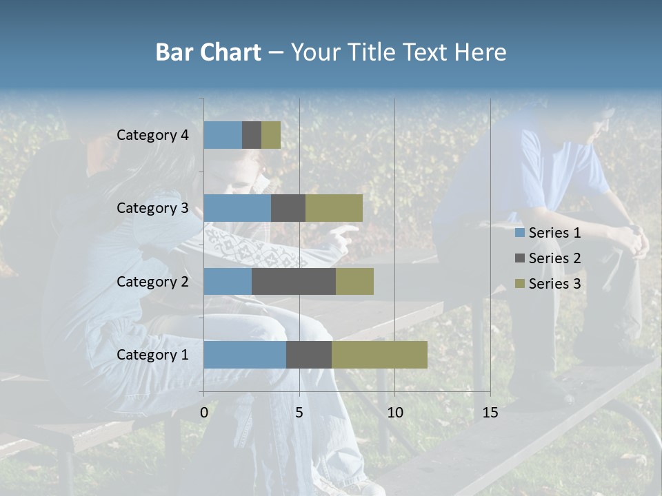 A Group Of People Sitting On Top Of A Wooden Bench PowerPoint Template