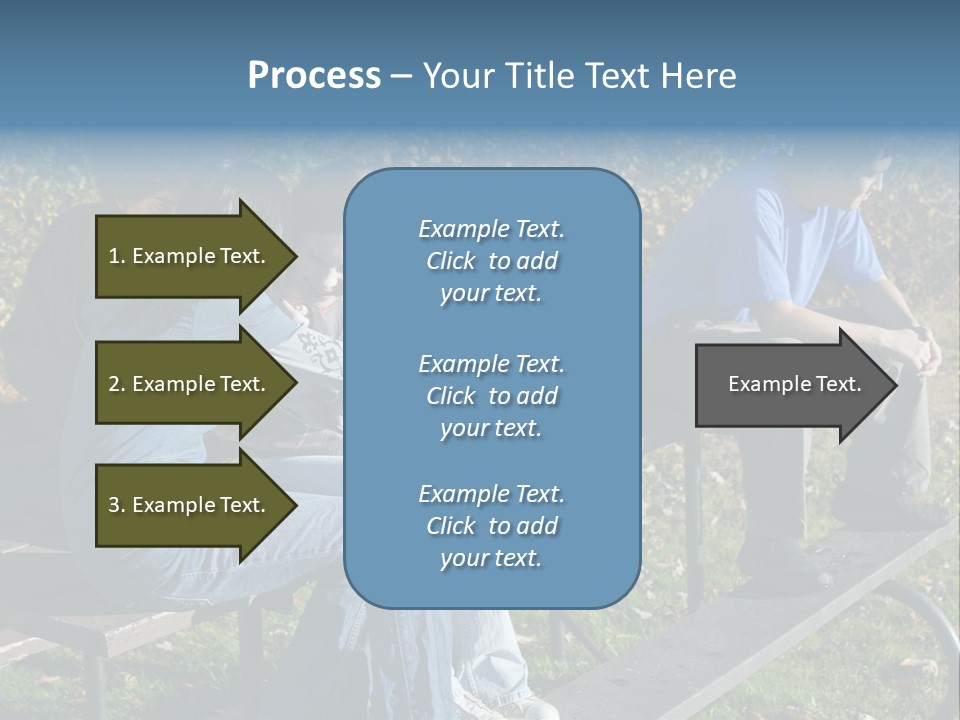 A Group Of People Sitting On Top Of A Wooden Bench PowerPoint Template