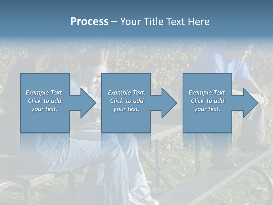 A Group Of People Sitting On Top Of A Wooden Bench PowerPoint Template