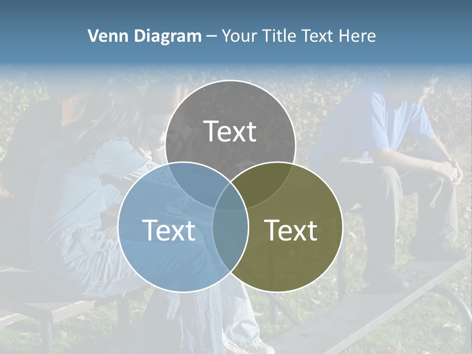 A Group Of People Sitting On Top Of A Wooden Bench PowerPoint Template