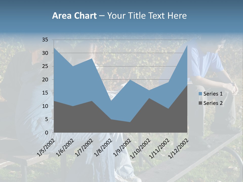 A Group Of People Sitting On Top Of A Wooden Bench PowerPoint Template