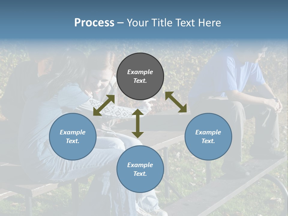 A Group Of People Sitting On Top Of A Wooden Bench PowerPoint Template