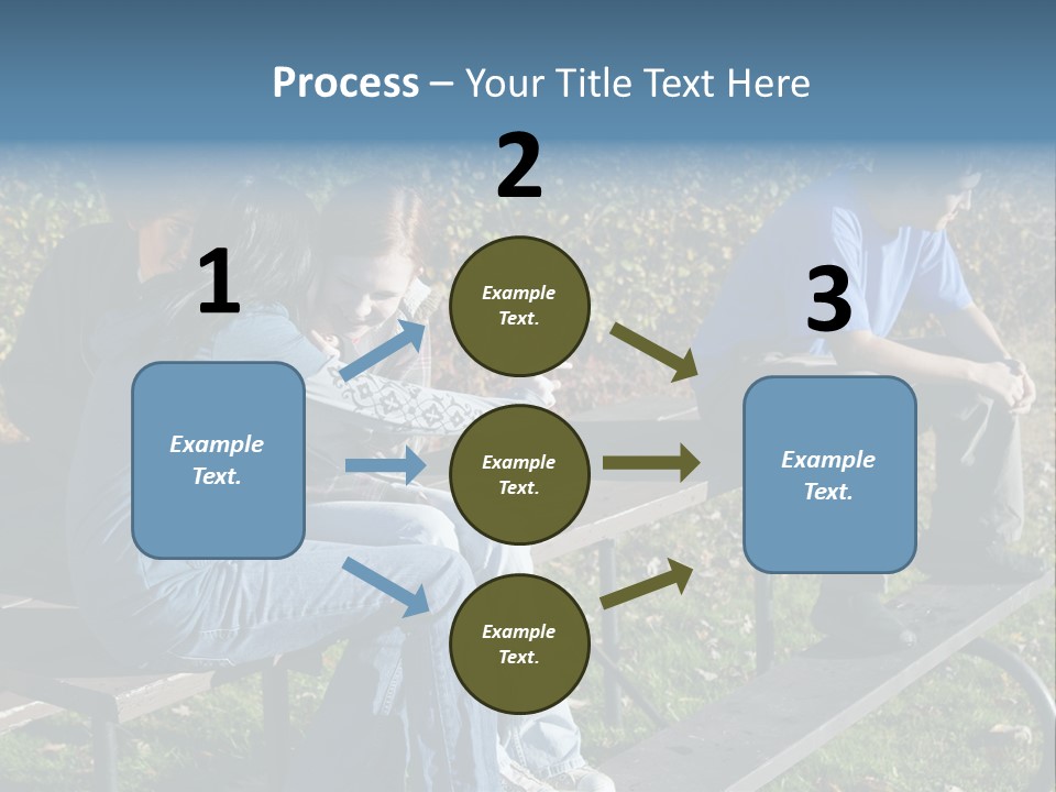 A Group Of People Sitting On Top Of A Wooden Bench PowerPoint Template
