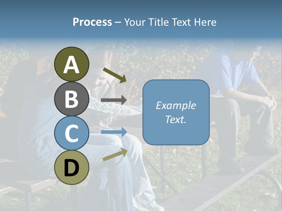 A Group Of People Sitting On Top Of A Wooden Bench PowerPoint Template