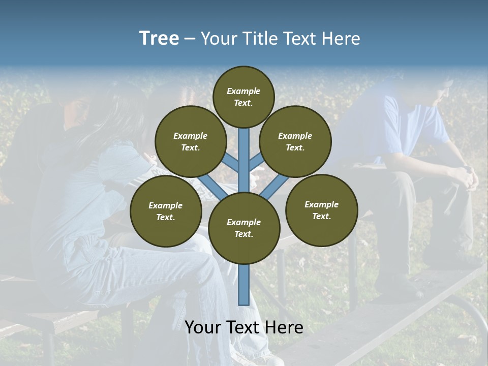 A Group Of People Sitting On Top Of A Wooden Bench PowerPoint Template