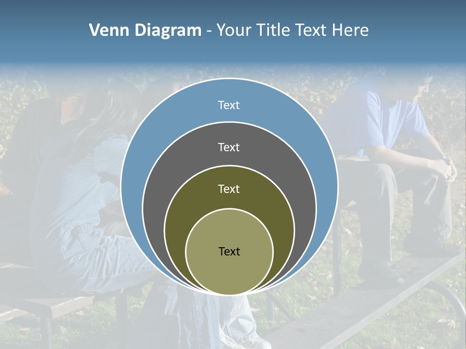 A Group Of People Sitting On Top Of A Wooden Bench PowerPoint Template