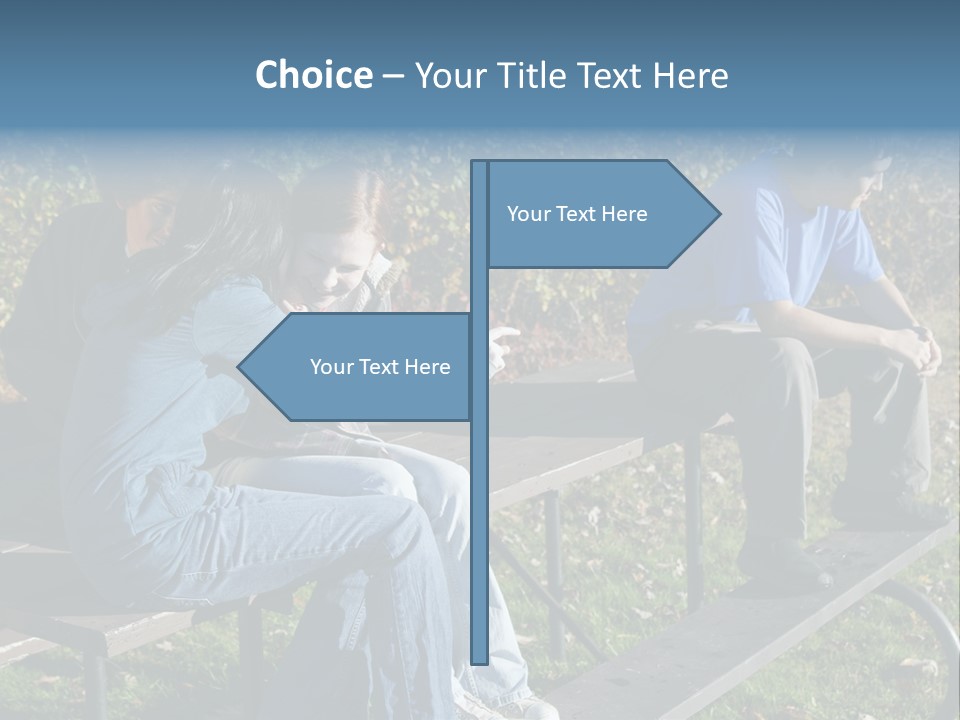 A Group Of People Sitting On Top Of A Wooden Bench PowerPoint Template