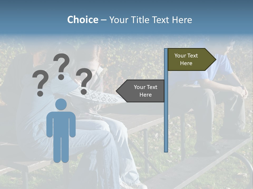 A Group Of People Sitting On Top Of A Wooden Bench PowerPoint Template