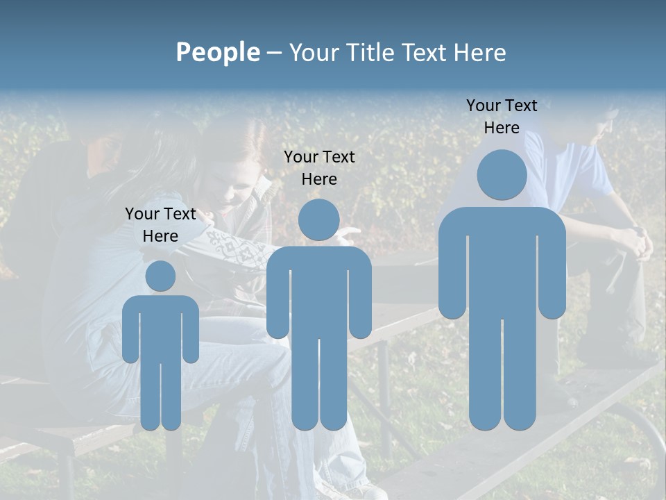 A Group Of People Sitting On Top Of A Wooden Bench PowerPoint Template