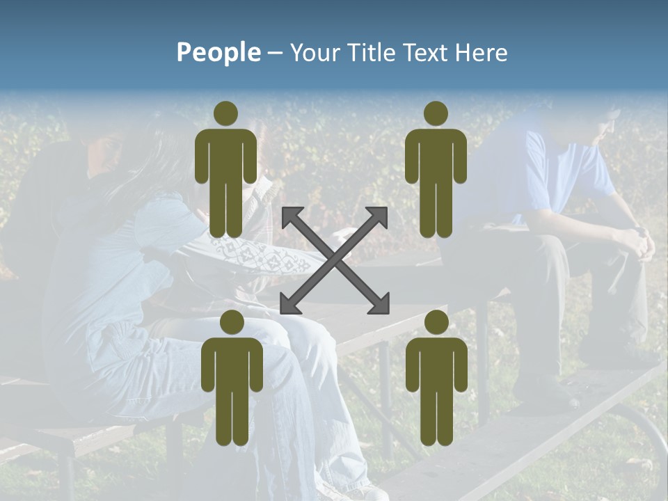 A Group Of People Sitting On Top Of A Wooden Bench PowerPoint Template