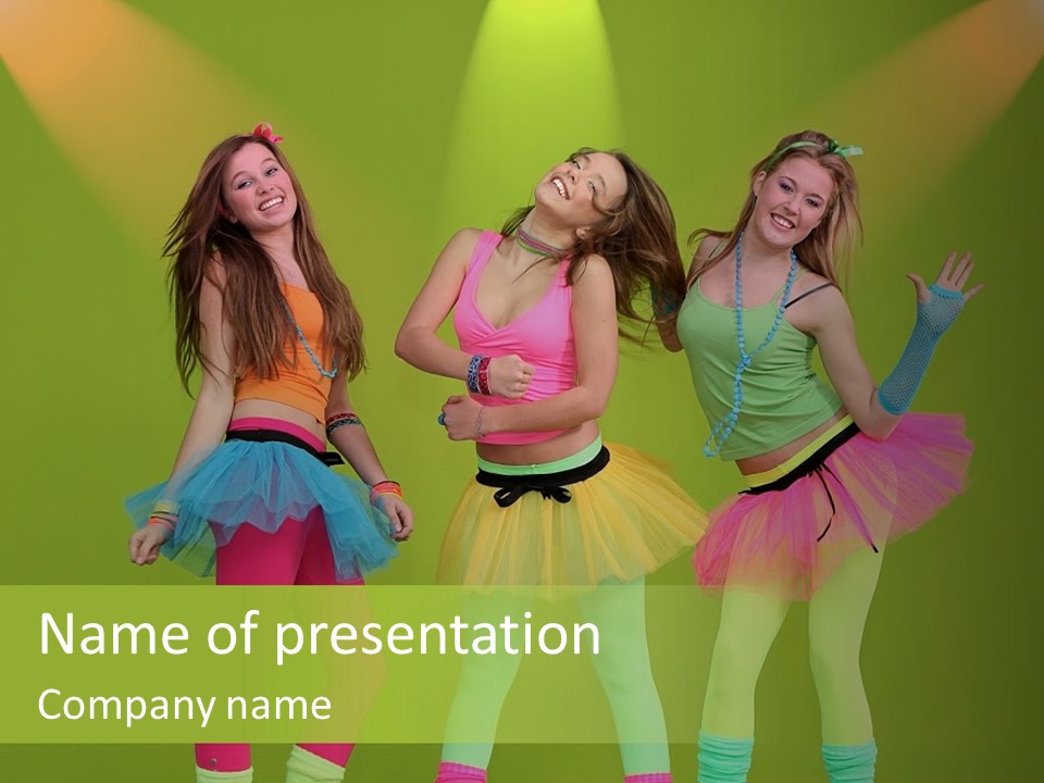 A Group Of Young Women Standing Next To Each Other PowerPoint Template