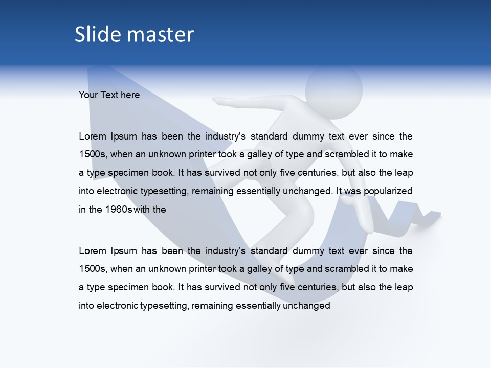 A Person Is Climbing Up A Blue Arrow PowerPoint Template