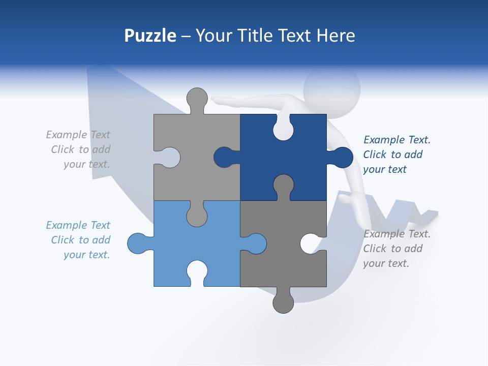 A Person Is Climbing Up A Blue Arrow PowerPoint Template