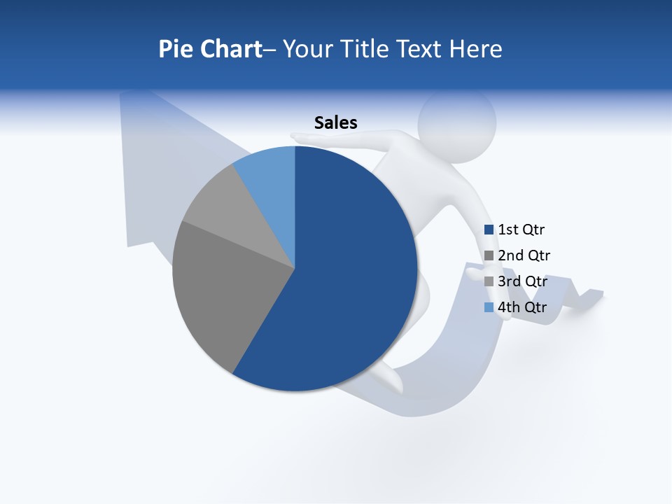 A Person Is Climbing Up A Blue Arrow PowerPoint Template
