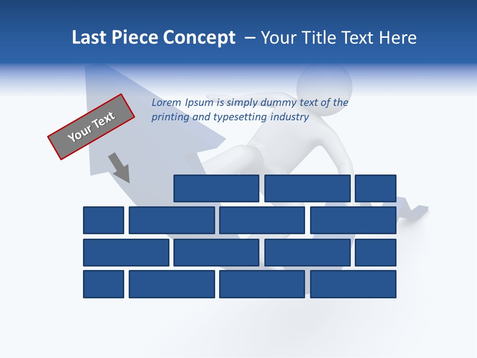 A Person Is Climbing Up A Blue Arrow PowerPoint Template