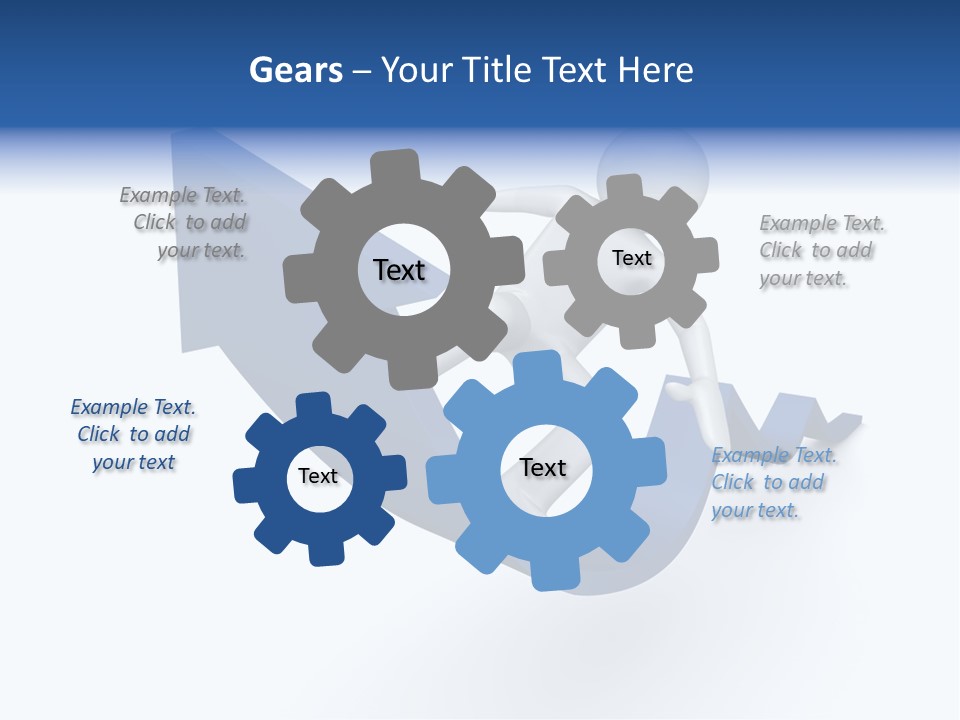 A Person Is Climbing Up A Blue Arrow PowerPoint Template