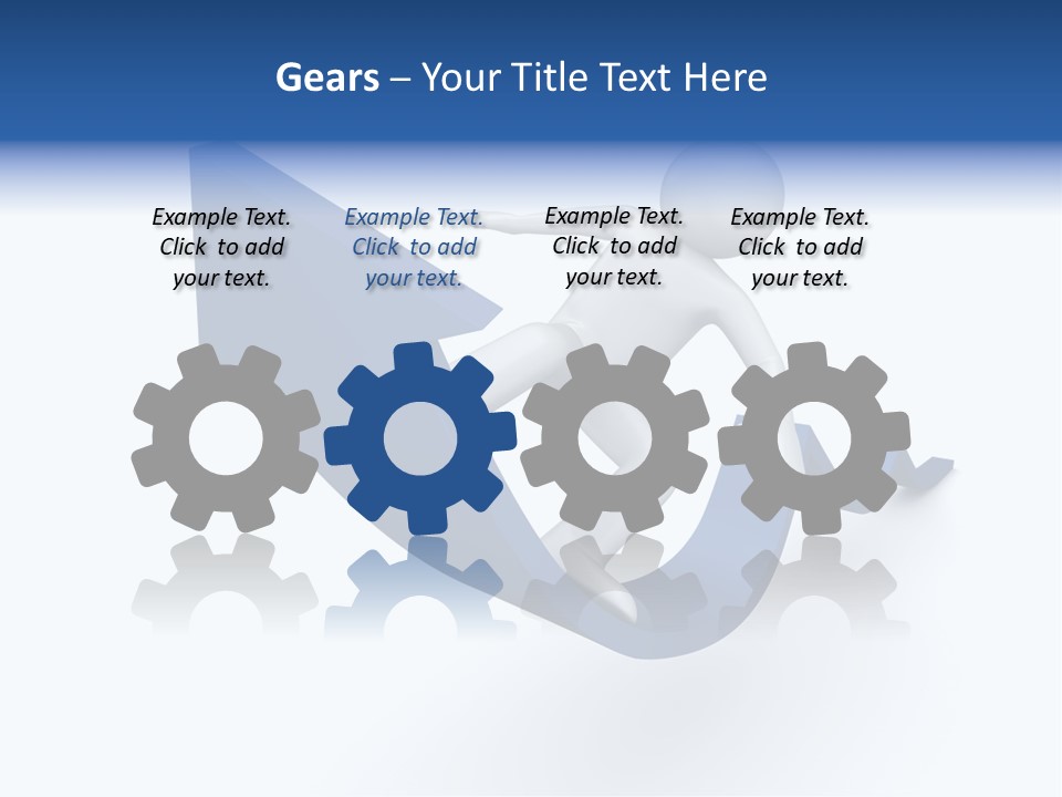 A Person Is Climbing Up A Blue Arrow PowerPoint Template