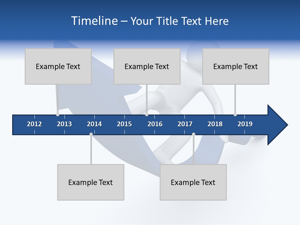 A Person Is Climbing Up A Blue Arrow PowerPoint Template