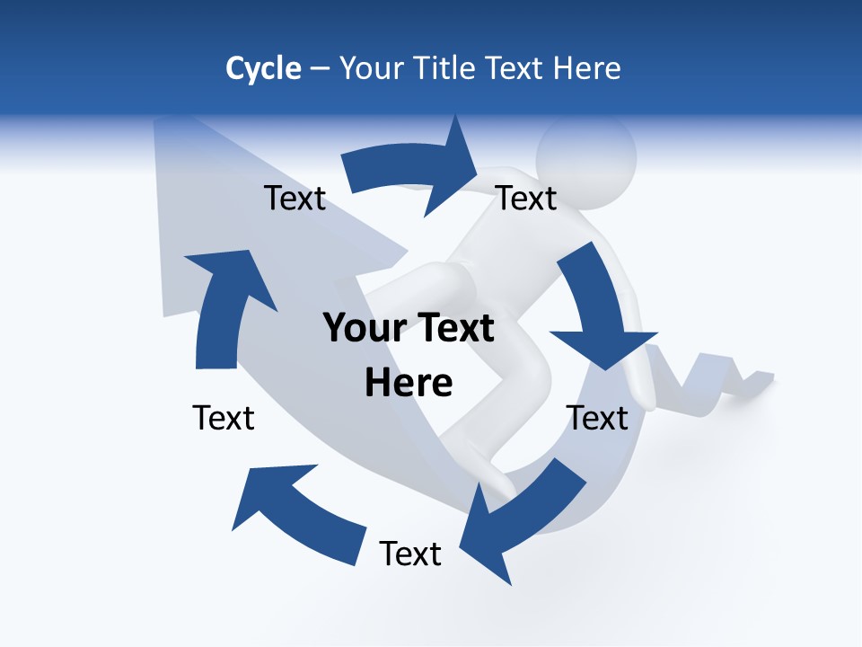 A Person Is Climbing Up A Blue Arrow PowerPoint Template