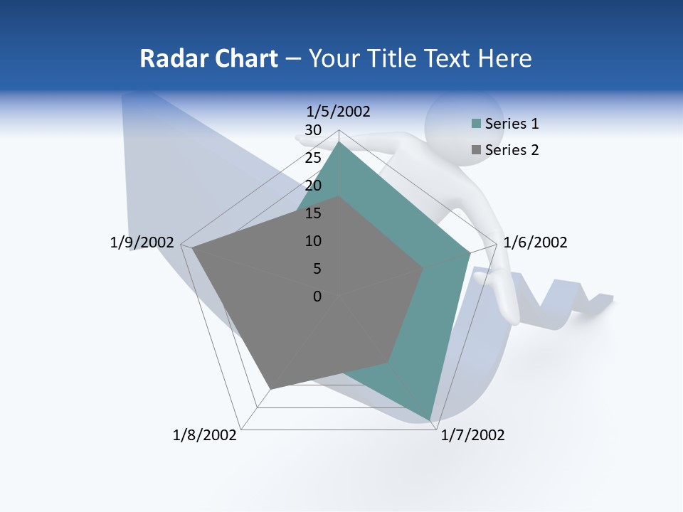 A Person Is Climbing Up A Blue Arrow PowerPoint Template