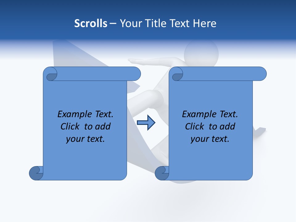 A Person Is Climbing Up A Blue Arrow PowerPoint Template