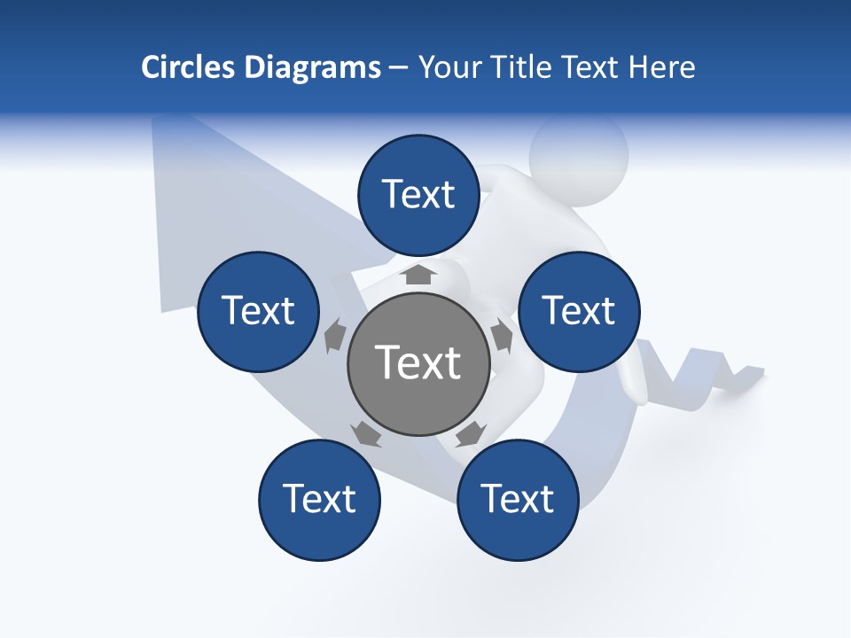 A Person Is Climbing Up A Blue Arrow PowerPoint Template