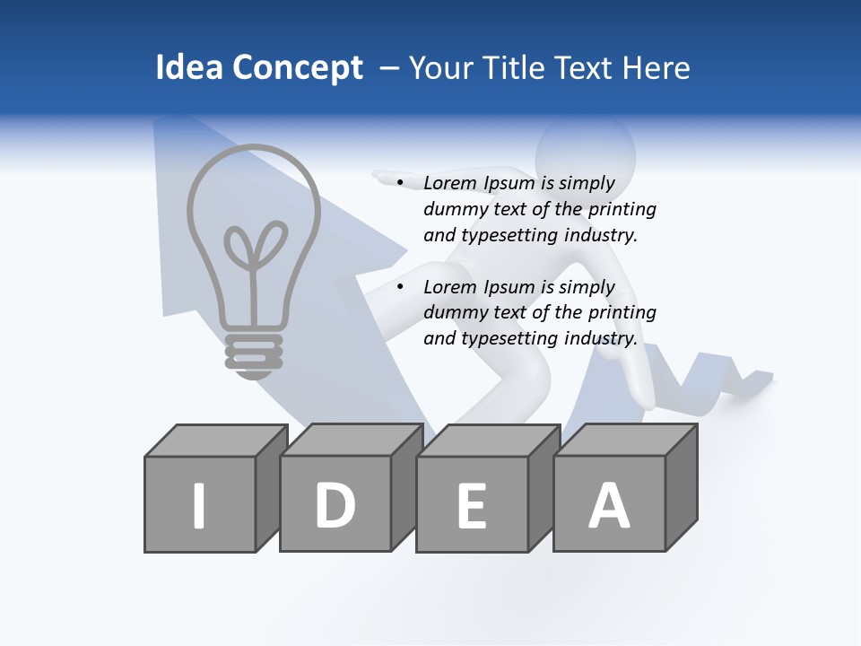 A Person Is Climbing Up A Blue Arrow PowerPoint Template